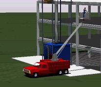 MOVIMENTO 3D: REFERENCIAL EM TRANSLAÇÃO INTRODUÇÃO ESTUDO DE CASO À medida que o caminhão da figura ao lado se retira da obra, o trabalhador na plataforma no topo do braço gira o braço para baixo e