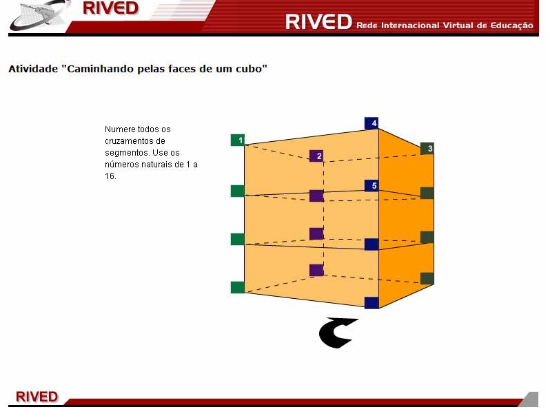 Cada cruzamento de segmentos deve ser numerado. Para isto, deve-se clicar sobre os espaços sombreados, indicados por,, ou, e digitar os números naturais de 1 a 16.