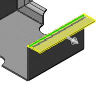 1. Clicar Edge Flange (menus Sheet Metal); 2. Selecionar a aresta exterior; 3. Arrastar o vetor para fora; 4.