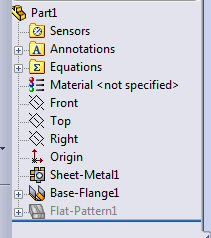 n Aparece a árvore de criação n Sheet-Metal1.