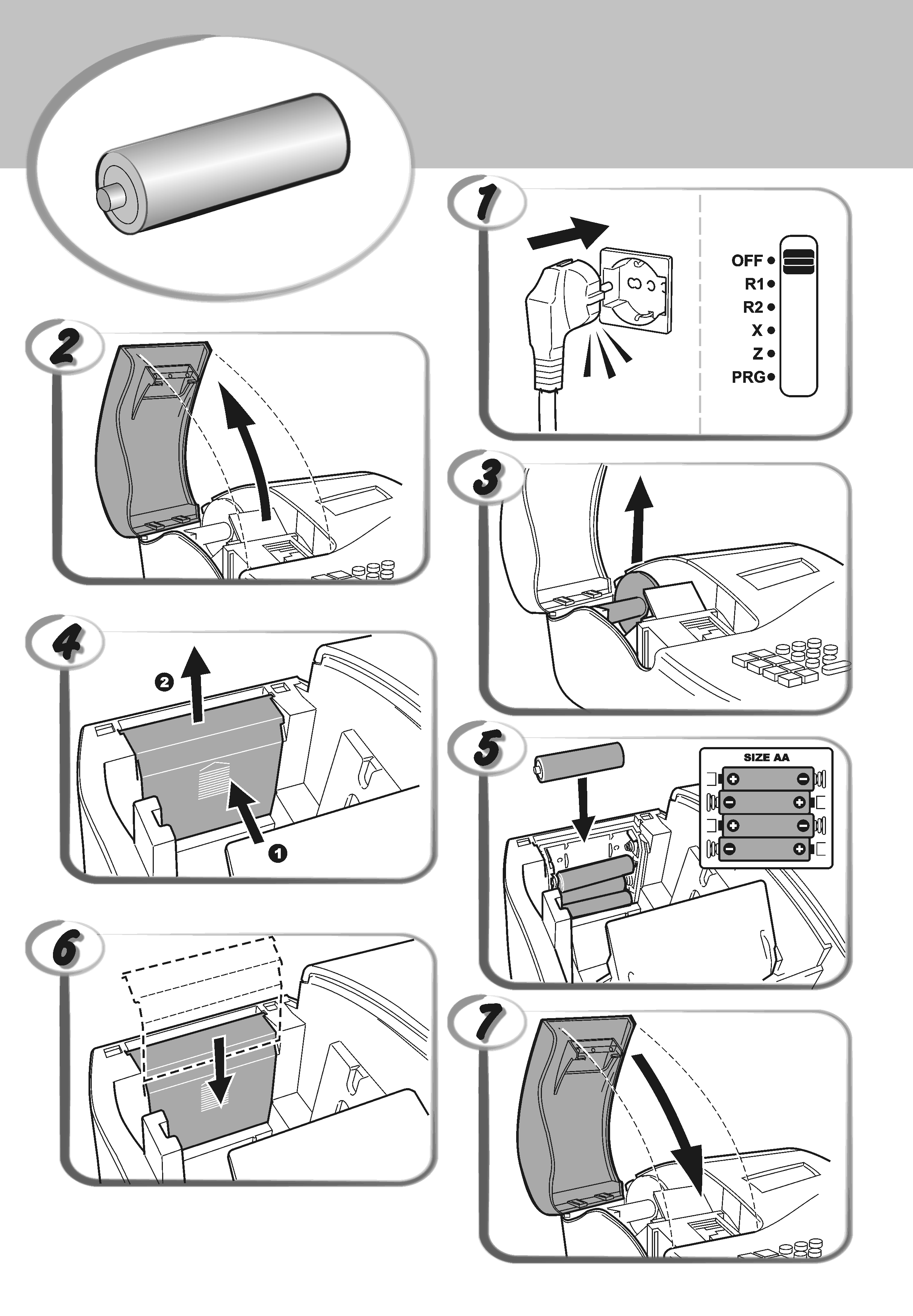 INSERTING MEMORY BACKUP BATTERIES INSÉRER LES BATTERIES TAMPONS DE LA MÉMOIRE BATTERIEN ZUR SPEICHERSICHERUNG EINSETZEN INSERCIÓN DE LAS BATERÍAS DE RESPALDO