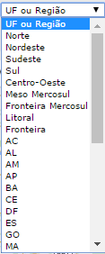 1) Quanto a abrangência geográfica da filtragem: pode-se selecionar cada Estado, ou as 5 regiões do país, e também as 4 outras divisões que se vê na imagem ao lado: os municípios litorâneos, de