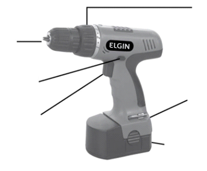 INSTRUÇÕES DE OPERAÇÃO PARA FURADEIRA E PARAFUSADEIRA COM BATERIA RECARREGÁVEL - REVERSÍVEL INSTRUÇÕES DE OPERAÇÃO Mandril 0,8 a 10 mm-sem chave Anel de controle de torque.