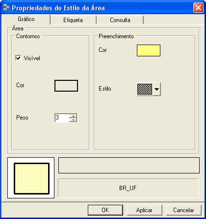 legenda e no menu suspenso selecione Propriedades. Será apresentada a janela Propriedades do Estilo da Área como mostrada na Figura 39.