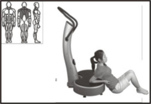 C 03 Adutor Deite-se virado para a plataforma. Cuidadosamente dobre uma perna e coloque-a sobre a plataforma. Tenha certeza que seu corpo não toque a plataforma vibratória.