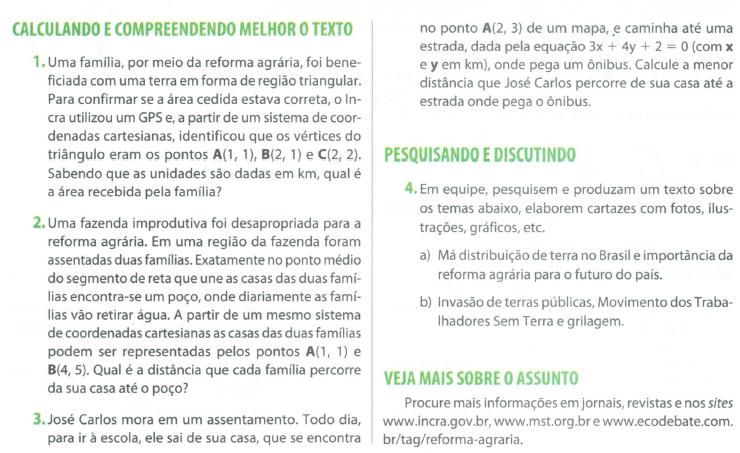 A Geometria Analítica e os Registros de Representação Semiótica nos Livros Didáticos de Matemática Figura 8- Atividade contextualizada com as práticas sociais Fonte: Dante (2010, p.76, vol.