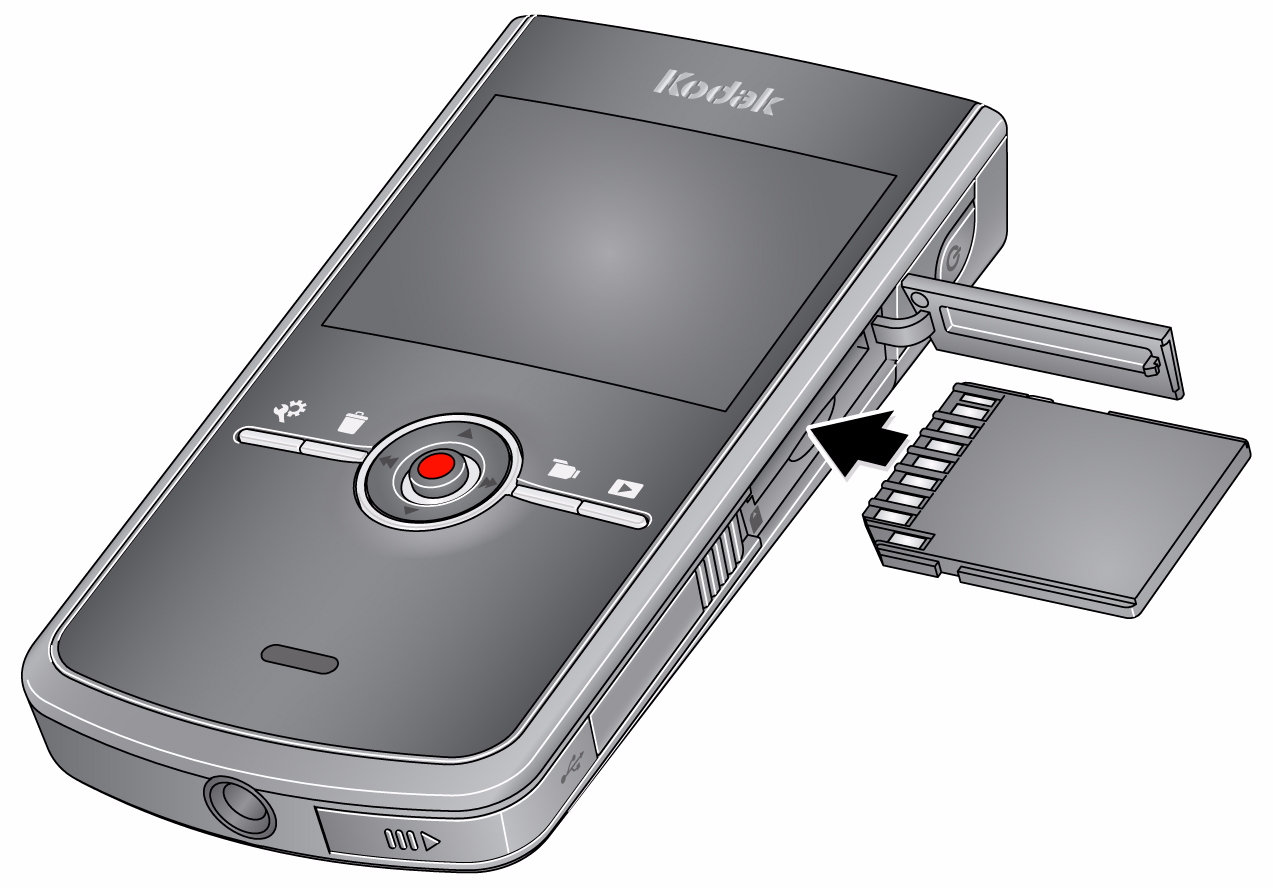 Como usar a filmadora Como usar um cartão SD ou SDHC (acessório) Sua filmadora tem memória interna limitada perfeita para alguns vídeos e fotos.