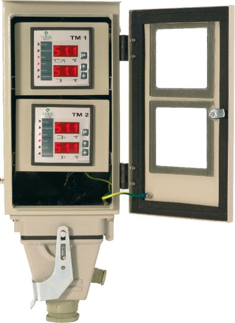 Gabinetes para Instalação ao Tempo: Os Monitores de Temperatura TM1 e TM2 devem ser instalados sempre abrigados das intempéries, e para isto são geralmente instalados no interior do painel de