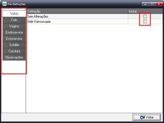 56 Colposcopia Tela 4 5- Selecione as abas, cheque as definições e clique em