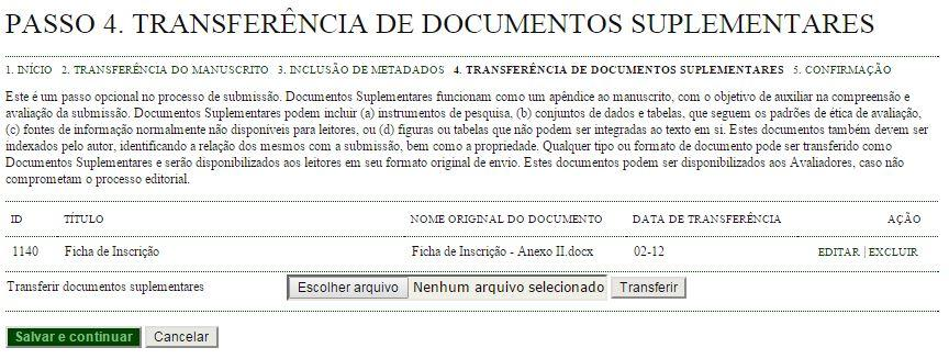 3) Submeter a proposta de IC Passo 4a. Incluir Documento Suplementar Em Título : escreva Ficha de Inscrição.