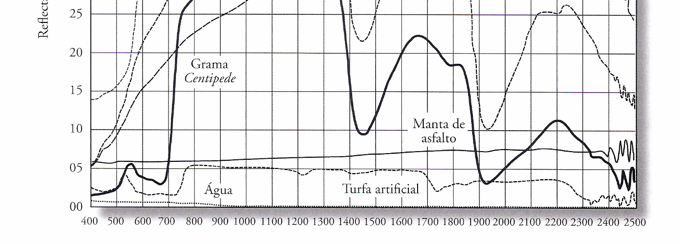 Assinatura Espectral: Curvas de Reflectância espectral para fenômenos