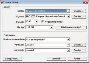 Si está utilizando la impresora Ambu CPR, puede ajustar y configurar el controlador RCP haciendo clic en la ficha "Controlador RCP".