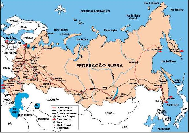 Inserir mapa do país O maior País do Mundo com 11 fusos horários,