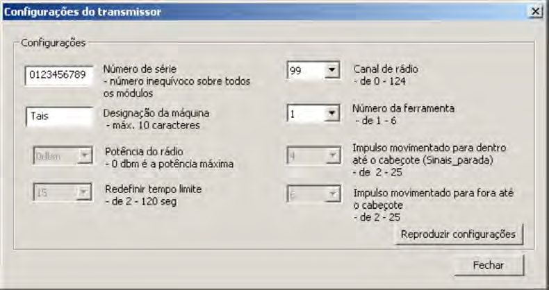 português 7. Para as Ação de rádio, selecionar Configurações. 8.