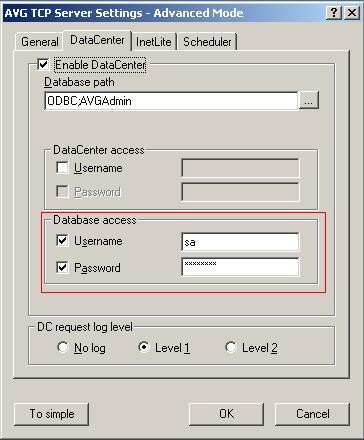 Em seguida, no quadro Database access preencha os campos Username e Password com as mesmas informações utilizadas na instalação do MSDE (capítulo 2).