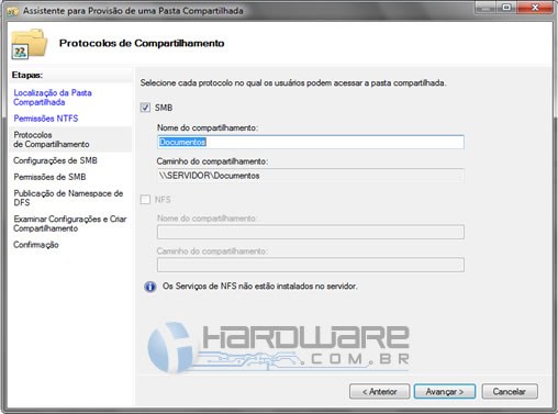 25. Em Protocolos de Compartilhamento clique em [Avançar]. 26.