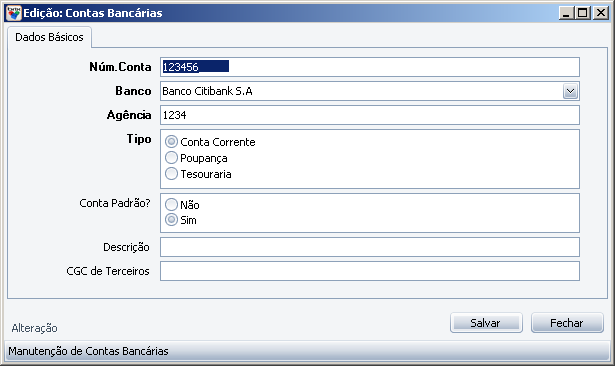 6.2 Impressão boleto/fatura Citibank Interface: Financeiro de Recebimento / Apoio / Contas Bancárias Financeiro de Recebimento / Apoio / Contas Bancárias Financeiro de Recebimento / Apoio / Bancos