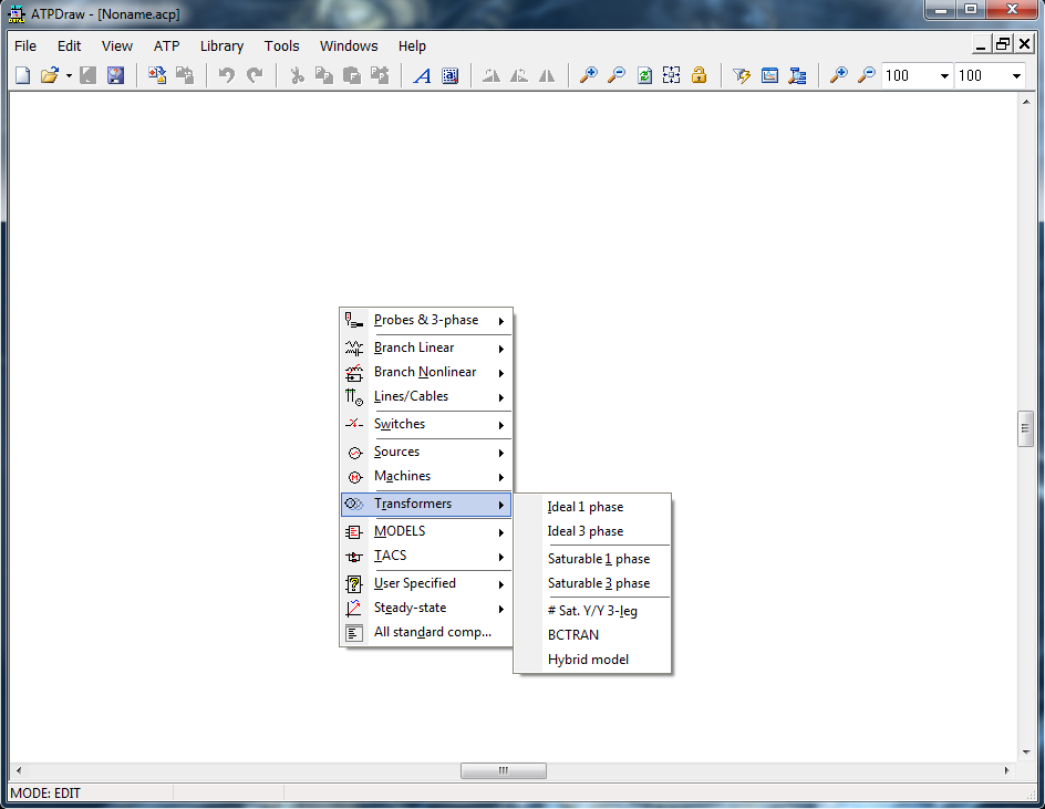 4.1.1 ATPDraw O ATPDraw consiste numa interface gráfica de processamento interativo em ambiente Windows para criação e edição de arquivos de dados da rede a ser simulada no ATP [31]. Figura 4.