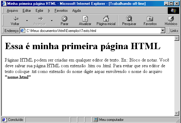 Exemplo da explicação entre os passos 1º ao 10º na pasta Exemplos. Exemplos/Texto.