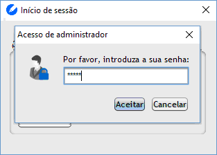 1. Acesso à zona de administração do adapro Ao executar o adapro, surge um ecrã de Início de Sessão.