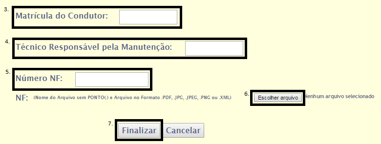 Pagina 10 Após clicar em Entregar Veículos, abrirá uma nova janela. 3=> Insira a Matricula do Condutor que está retirando o veículo.