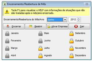 Utilitários do Sistema Diversos Menu Utilitários Menu Diversos Cadastro de Níveis e Usuários e Senhas Encerramento/Reabertura de Mês