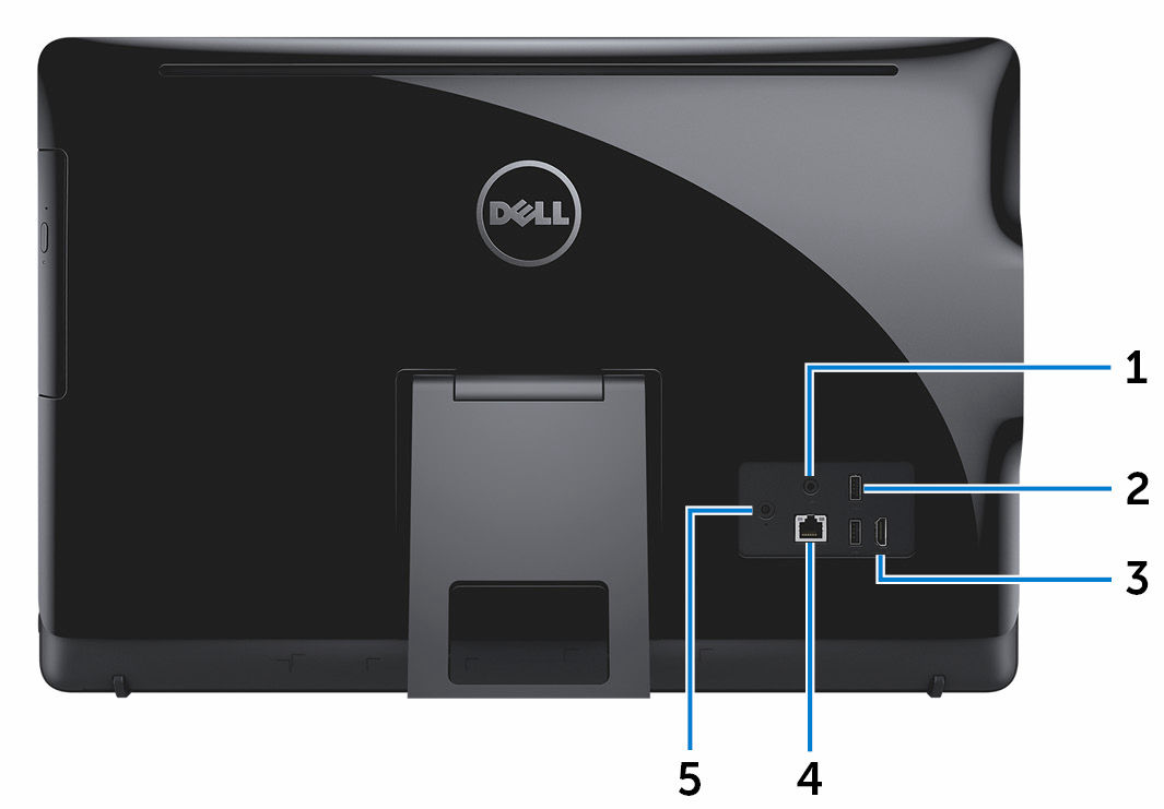 Posterior 1 Porta de saída de áudio Ligue dispositivos de saída de áudio, tais como altifalantes, amplificadores e outros. 2 Portas USB 2.