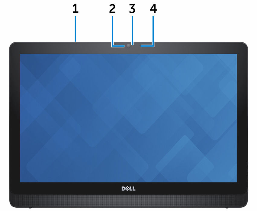 Vistas Frente 1 Microfone (só para o modelo de ecrã táctil) Fornece uma entrada de som digital de alta qualidade para gravação de áudio, chamadas de voz e mais.