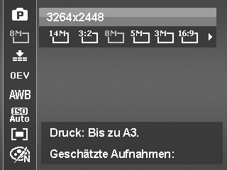 Utilizar menu de funções O menu de funções possibilita efectuar as configurações básicas para uma gravação rápida. Na lista de menu esquerda são indicadas as funções disponíveis da câmara.