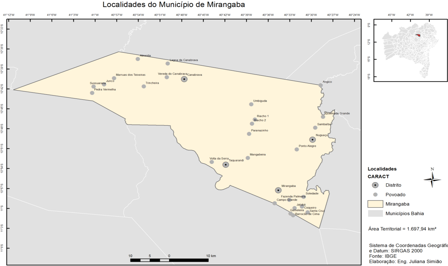 Figura 86 Mapa das localidades do