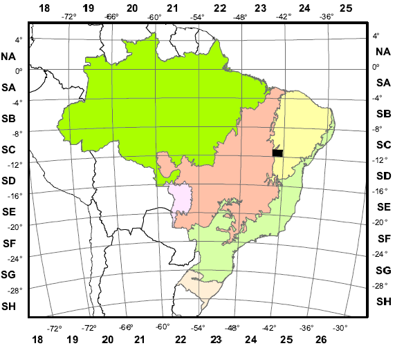 Savana Arborizada (Sa); além de áreas antrópicas: Influência Urbana (Iu) e agropecuária (Ag); e áreas de tensão ecológica: Savana/Savana-Estépica (ST), Savana/Floresta Estacional (SN) e