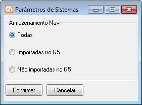 Armazenar no NAV*: Ao acessar o Menu Configurações/Parâmetros de Sistemas, será possível escolher quais notas deseja armazenar no Pronavtech, de acordo com as opções disponíveis abaixo: O sistema