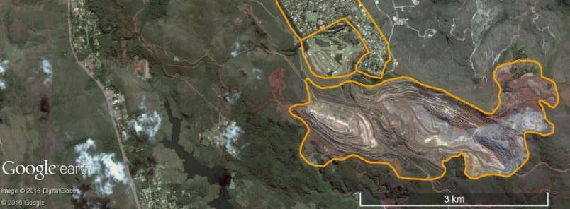 Mapa da região de estudo de caso BH a 30 km Mina Tamanduá 283 ha Morro do Chapéu