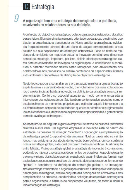 Innovation Scoring Caracterização das questões Enquadramento genérico sobre a questão em