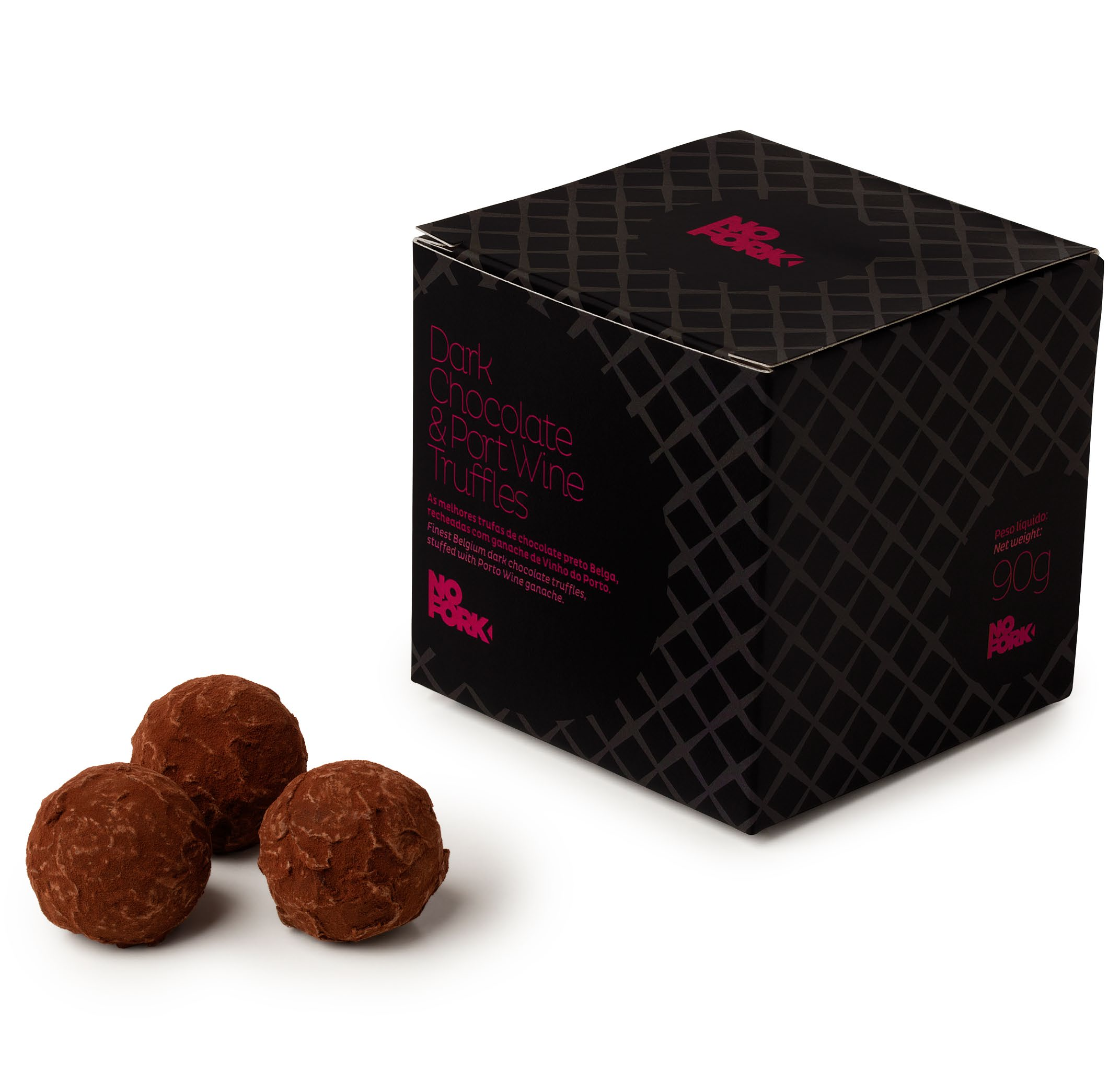 Dark Chocolate & Port Wine Truffles As melhores trufas de chocolate preto Belga, recheadas com ganache de Vinho do Porto. Finest Belgium dark chocolate truffles, stuffed with Porto Wine ganache.