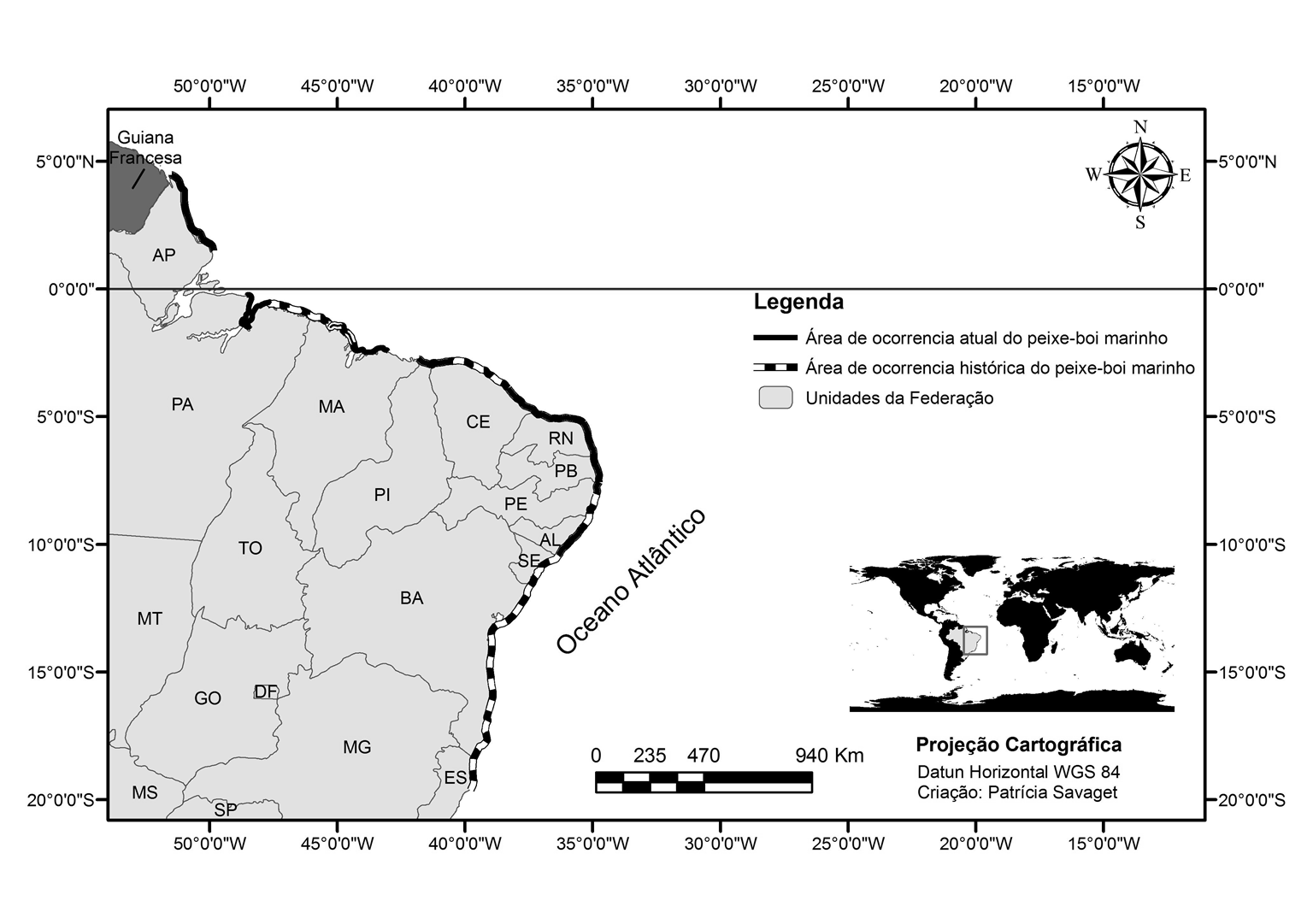 24 Figura 1 - Distribuição histórica e atual de T. manatus no Brasil. Fonte: Savaget, P. 2.1.1 Ecologia e comportamento Os peixes-bois marinhos são animais de grande porte, pesando normalmente entre 400 550 kg e medindo de 2,7 a 3 m de comprimento (Reep & Bonde, 2006).