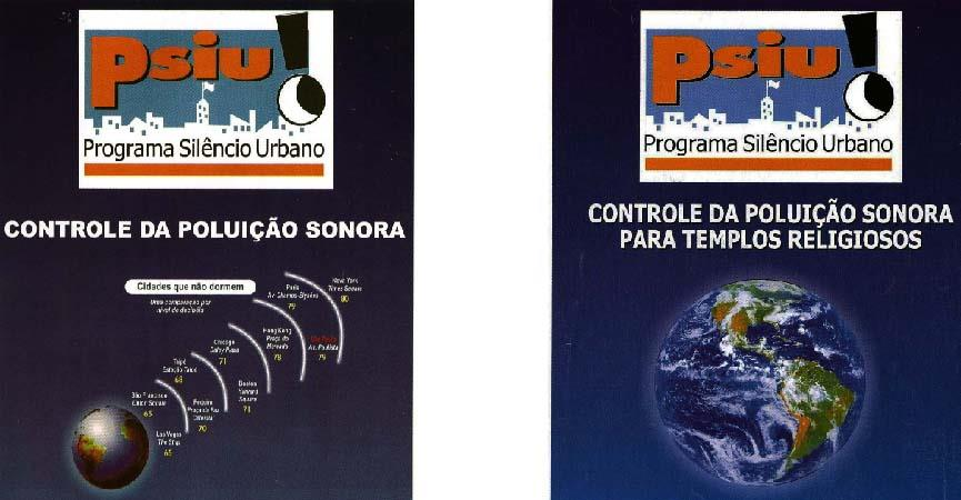 Figura 3 - Capas das cartilhas produzidas pela divisão técnica de fiscalização da poluição sonora na cidade de São Paulo.