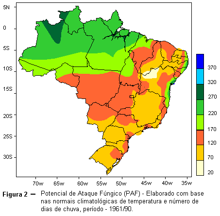 Pode-se observar que a Região Norte apresenta áreas com TUE muito elevado, enquanto na parte central e no nordeste do Brasil, os índices estão dentro de um intervalo médio de umidade.