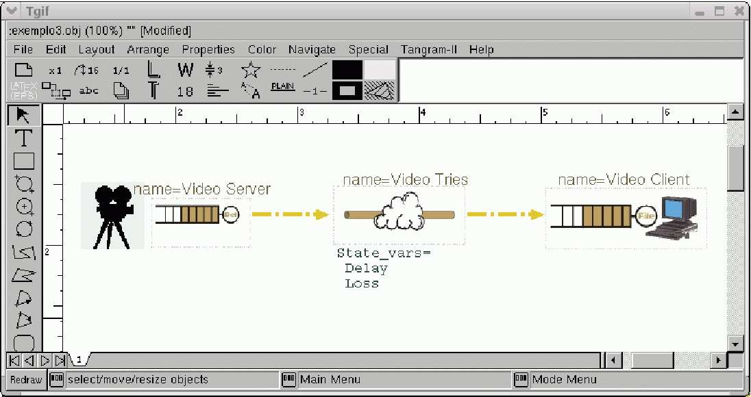 Criação de modelos com os resultados Objeto "Canal" Lógico: name=channel_1 Representa o atraso e perda sofrido por pacotes na rede; State_vars= N_Pcts=0 Channel[0:10] = Aux_Channel[0:10] =