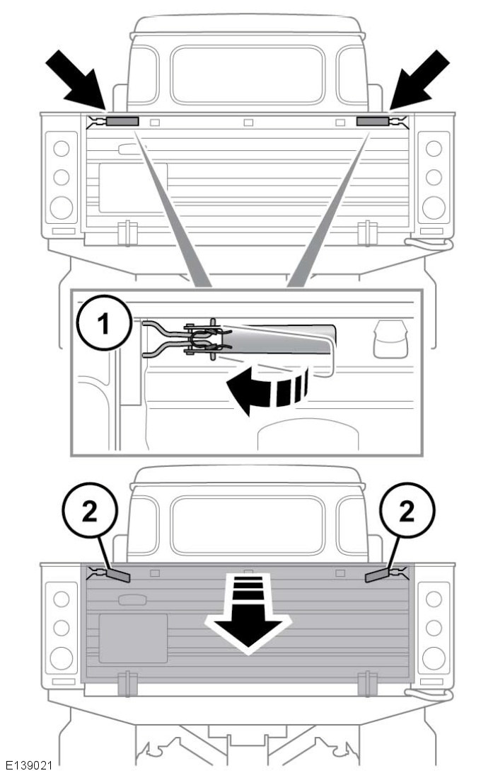 Entrar no veículo ABRIR E FECHAR A PORTA DA RETAGUARDA A porta da retaguarda não é uma superfície preparada para suportar peso. Pick up standard Para abrir a porta da retaguarda: 1.