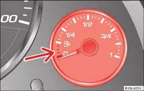 Conselhos Luzes de controlo e indicador do nível de combustível Fig. 163 No painel de instrumentos: indicador do nível de combustível para gasolina. Fig. 164 No painel de instrumentos: indicador do nível de combustível para gasolina e gás natural.