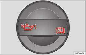 Verificação e reposição dos níveis Verificação do nível de óleo do motor e reposição do nível Fig. 167 Vareta de medição com marcas para o nível do óleo. Fig. 168 No compartimento do motor: tampão do bocal de enchimento do óleo do motor.