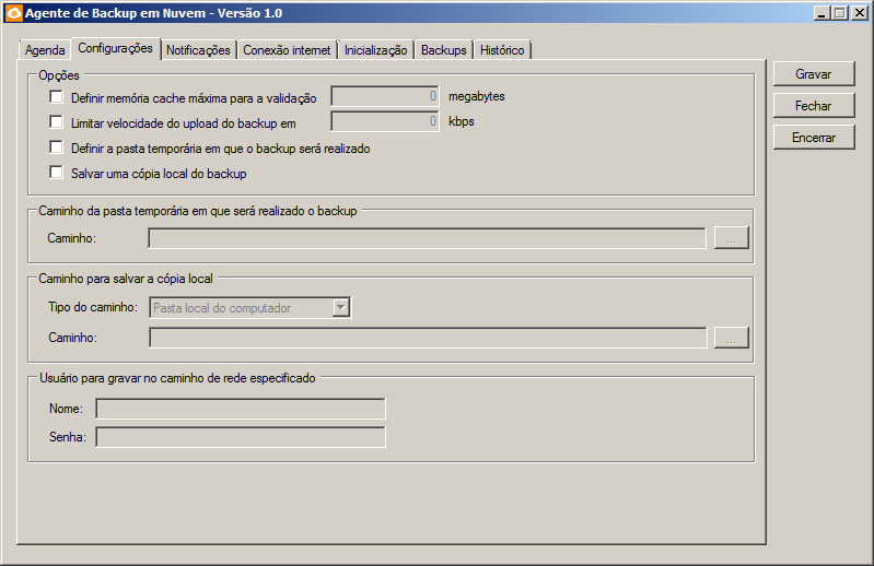 Um backup completo por semana no(a), selecione o dia que será realizado o backup. às, informe a hora de inicio do backup. 3.