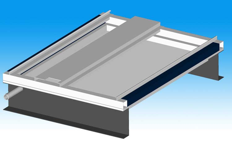 Construção do Climatizador VARIOCOND Base: Base estrutural autoportante de sustentação para todo o equipamento fabricado em chapa grossa soldada o que confere uma excelente rigidez com possibilidade