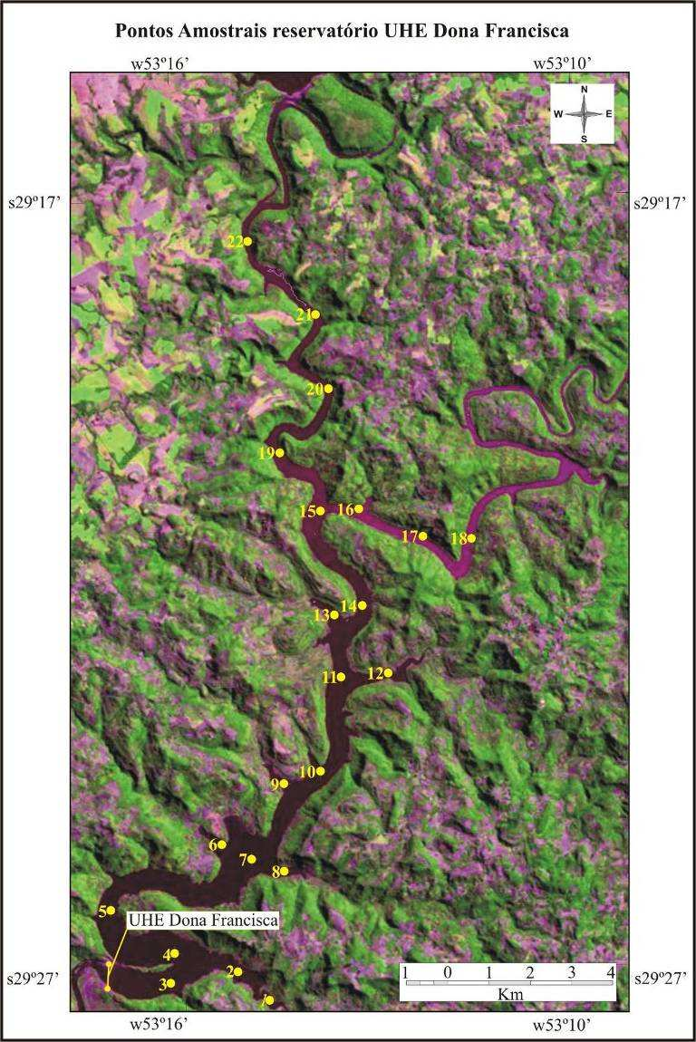 35 Figura 3. 2 - Localização dos pontos amostrais utilizados nos trabalhos de campo Imagem Landsat TM5 de 20/07/2007, composição 243RBG 3.