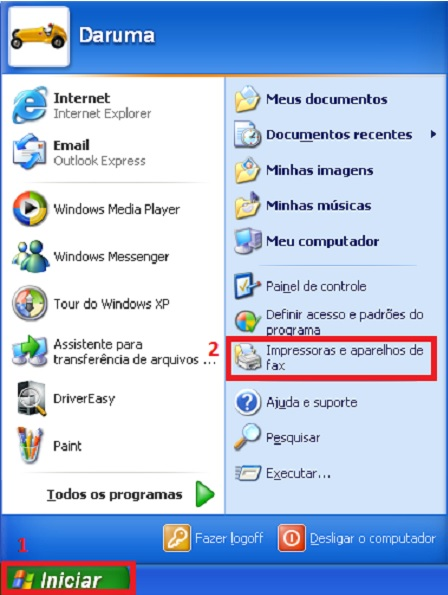 Considerando que os pré requisitos acima foram atendidos, vamos iniciar o processo de instalação do driver spooler, para isso clique em Iniciar > Impressoras e