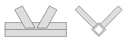 elemento diagonal tracionado de juntas em K e N com afastamento.