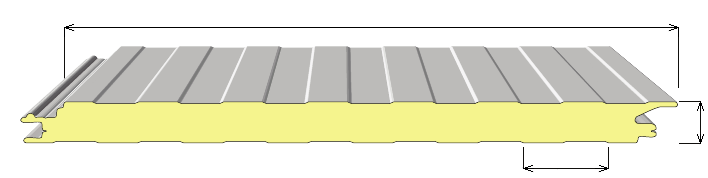 paine sandwich poiuretano fachada IRFAC 600 nervurado parafuso ocuto O paine de fachada IRFAC 600 é produzido na argura de 600 mm, com junta fechada ou aberta e em três tipos diferentes de