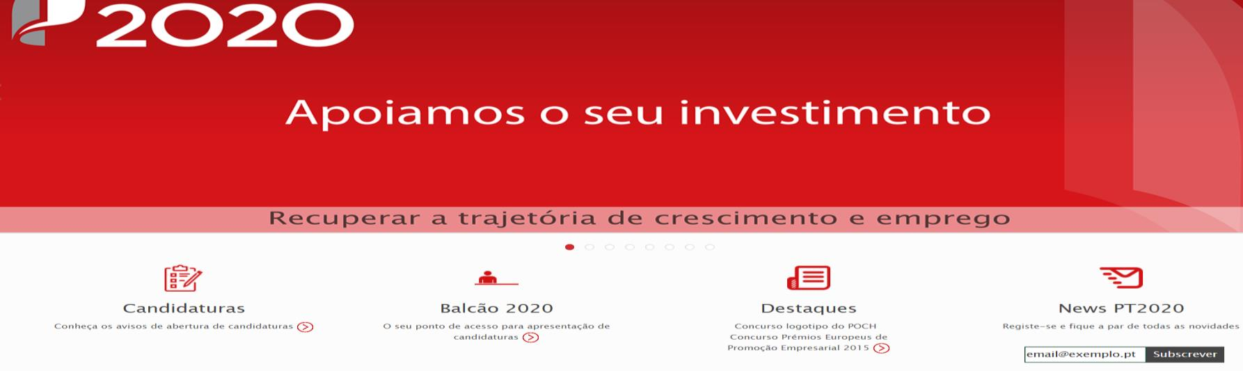 Anexo 1: Preenchimento do Formulário no Balcão2020 O Formulário de candidatura acessível através do Balcão2020 - https://www.portugal2020.