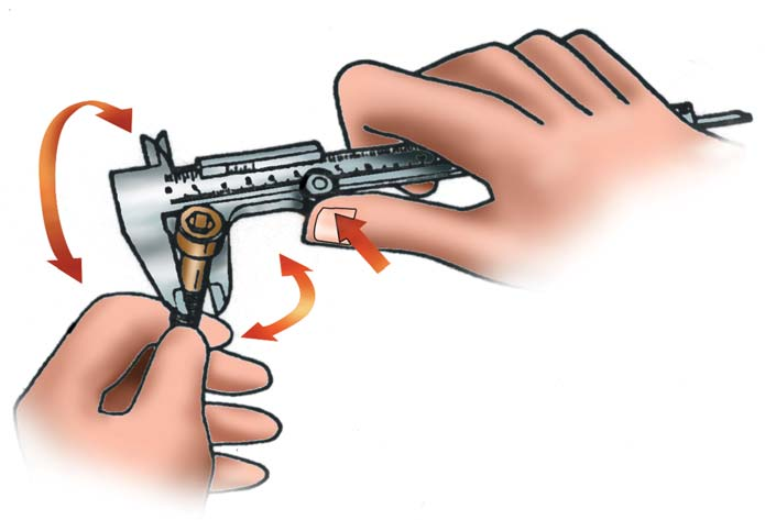 escala principal. O traço coincidente foi o 4o traço do vernier (0,2 mm). Então o valor da medida será = 16,2 mm.